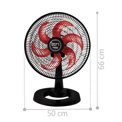 Ventilador Médio Maggie Preto Oscilante 127V Pás Vermelha 110V
