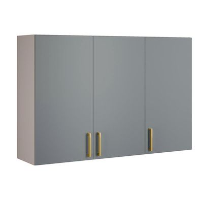 Armário Aéreo Triplo Itatiaia Essence com 3 Portas 3 Prateleiras e 120cm de Largura Fendi e Gris Fendi/Gris
