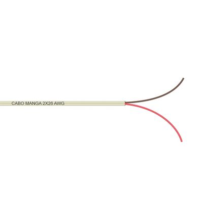Cabo Manga 2X26 AWG - sem Blindagem Bege - 30 Metros
