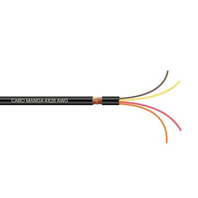 Cabo Manga 4x26 AWG - com Blindagem Preto - 50 Metros