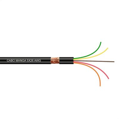 Cabo Manga 5x26 AWG - com Blindagem Preto - 2 Metros