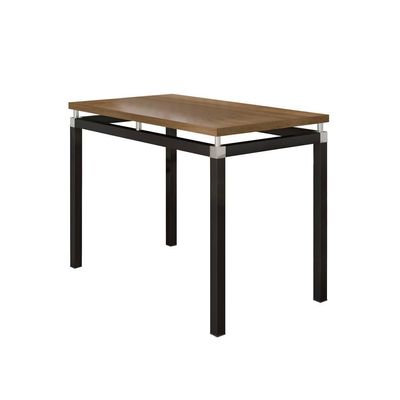 Conjunto de Mesa Retangular com Tampo de MDP Marrom Copenhague e 4 Cadeiras Monterrey Revestimento Sintético Branco e Preto