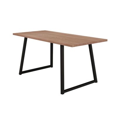 Conjunto de Mesa Retangular com Tampo de MDP Amadeirado Atlanta e 6 Cadeiras Mônaco Revestimento Sintético Cinza e Preto