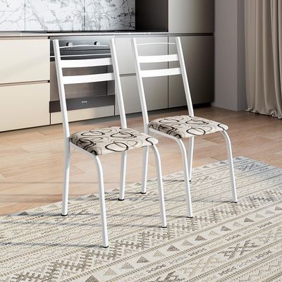Conjunto com 2 Cadeiras Peters Revestimento Sintético Cedro e Branco