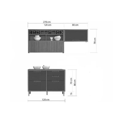 Cozinha Completa Imperatriz 3 Peças (2 Aéreos + 1 Balcãos) C6p45 Freijo-off White - Nesher