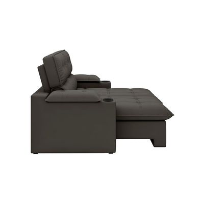 Sofá 3 Lugares Luizzi Besthouse Liverpool Slim com Assento Retrátil e Reclinável, Revestido em Suede - 210cm de Largura Marrom