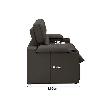 Sofá 3 Lugares Luizzi Besthouse Liverpool Slim com Assento Retrátil e Reclinável, Revestido em Suede - 210cm de Largura Marrom