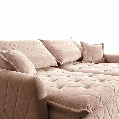 Sofá 3 Lugares Cama inBox Sublime Retrátil e Reclinável Revestido em Bouclé 180cm de Largura Bege Claro