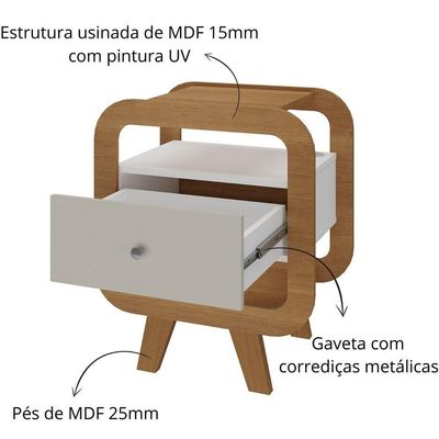 Mesa De Apoio Lateral Com Usb Artely Theo Cinamomo-off White