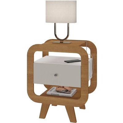 Mesa De Apoio Lateral Com Usb Artely Theo Cinamomo-off White