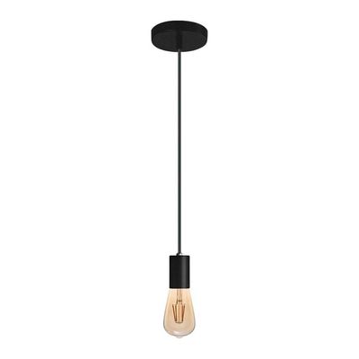 Lustre Pendente Blumenau Vintage Liso E27 Bivolt Preto