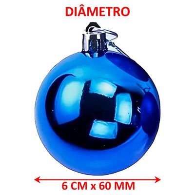 Kit 8 Bolas Azul Lisa Decoração Natalino árvore Natal 60mm