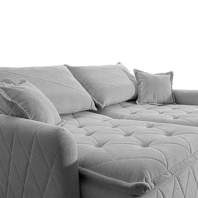 Sofá 3 Lugares Cama inBox Sublime Retrátil e Reclinável Revestido em Bouclé 180cm de Largura Cinza Claro