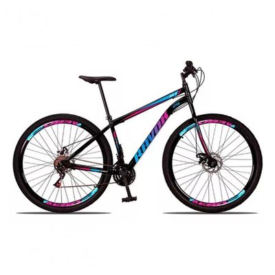 Bicicleta Bike Aço 21 Marchas Velocidades Aro 29 Azul E Rosa
