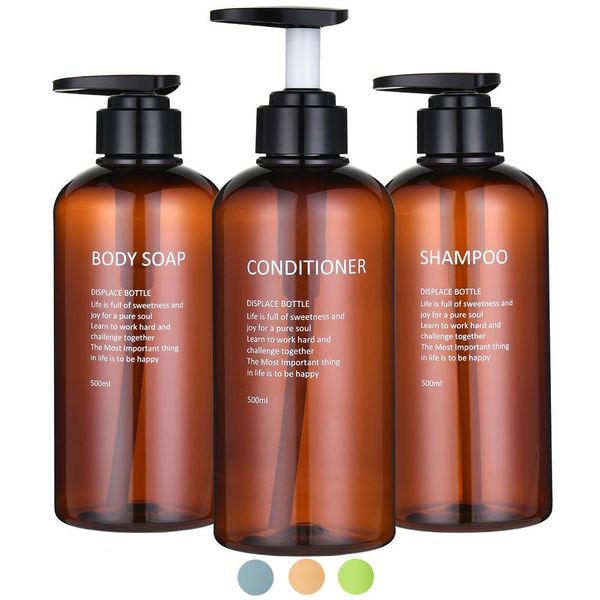 Conjunto de Dispensador de Shampoo, Condicionador e Sabonete Refilável 500 ml / azul