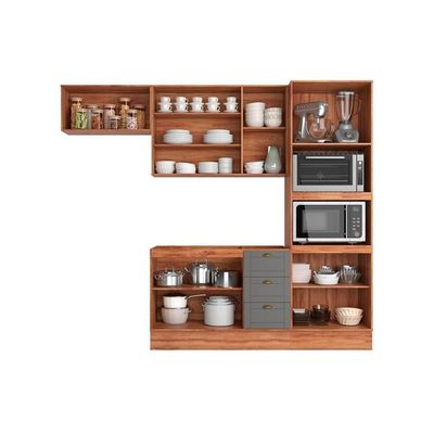 Cozinha Completa 4 Peças Bella 2 Armários 1 Balcão 1 Paneleiro C4p57 Branco