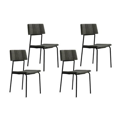 Kit 4 Cadeiras De Cozinha Lou 1742 4 Uni Preto Linho Grafite