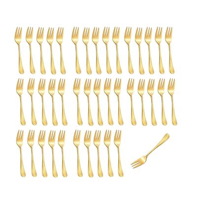 Garfo de Sobremesa Bolo Dourado Talheres Inox Buffet 50un