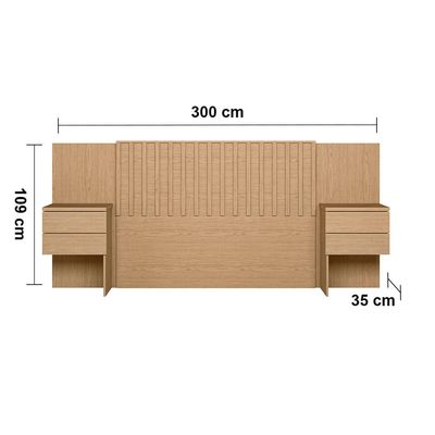 Cabeceira para Cama de Casal e Queen Size Palumóveis Olinda Extensível 300cm de Largura Freijó