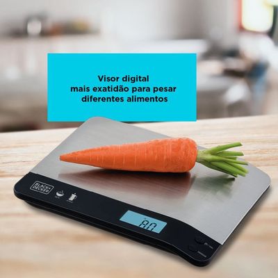 Balança de Cozinha Black Decker BC500 à Pilha com Acabamento em Inox e Capacidade de até 5kg Preto