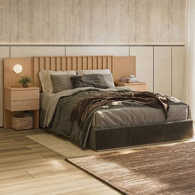 Cabeceira para Cama de Casal e Queen Size Palumóveis Olinda Extensível 300cm de Largura Freijó