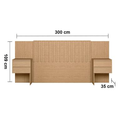 Cabeceira para Cama de Casal e Queen Size Palumóveis Olinda Extensível 300cm de Largura Freijó