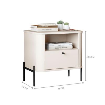Jogo De Mesa De Cabeceira Bali Off White Preto