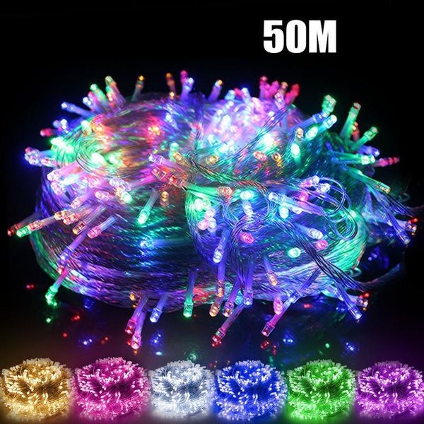 Luzes de Natal 50M String LED Decorativas com 8 Modos para Festas 50m 400leds 220V EU / multicolorido