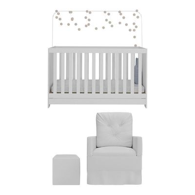 Berço 3x1 Com Poltrona De Amamentação E Puff Multimóveis Mp4082 Branco Branco