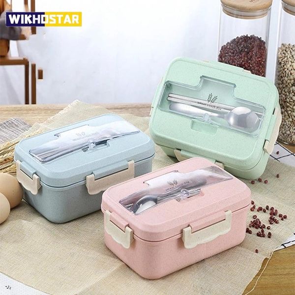 Marmita de Palha de Trigo para Almoço Infantil e Escolar rosa