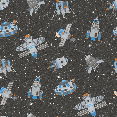 Papel de Parede Nave Espacial G78410 Preto Colorido e Gliter Tiny Tots 2 - G78410