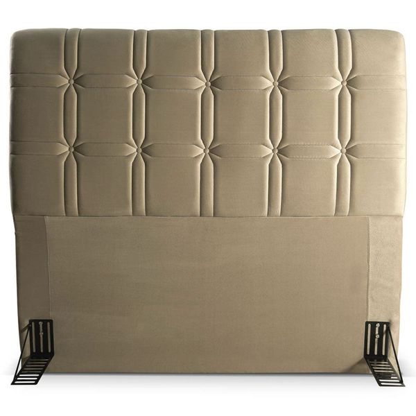 Cabeceira para Cama de Casal Hellen Zeus com Revestimento Platinum - 140cm de largura Bege
