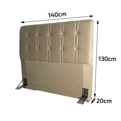 Cabeceira para Cama de Casal Hellen Zeus com Revestimento Platinum - 140cm de largura Bege