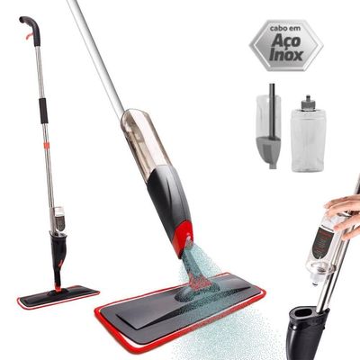 Mop Spray Giratório Limpeza Vassoura Flash Mágico Rodo Esfregão Flat Refil Lavável Borrifa Limpa E Seca Powermaid