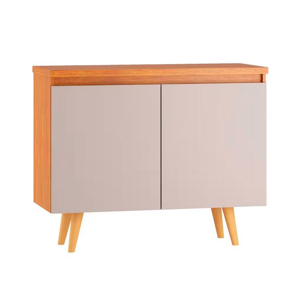 Buffet Viero Essence com 2 portas e 1 prateleira - 101cm de largura Mel com Off White