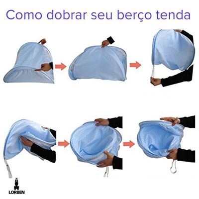 Berço Bebê Portátil Tenda Mosquiteiro Cama 3 Peças Menino Lorben