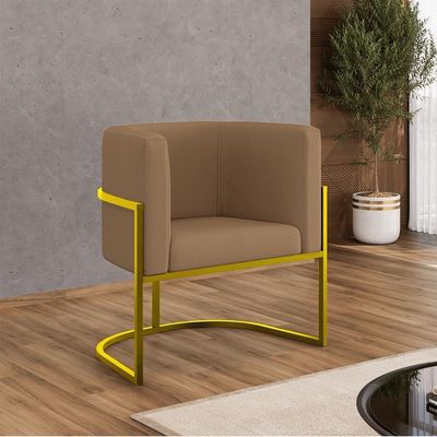 Kit 4 Cadeiras Poltrona Lua Veludo Gold Balaqui Capuccino