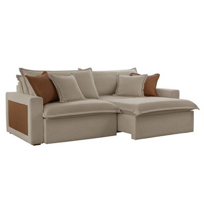 Sofá Dallas Veludo Dois Módulos De 120cm B15 Meu Sofá Online B002 Veludo Capuccino