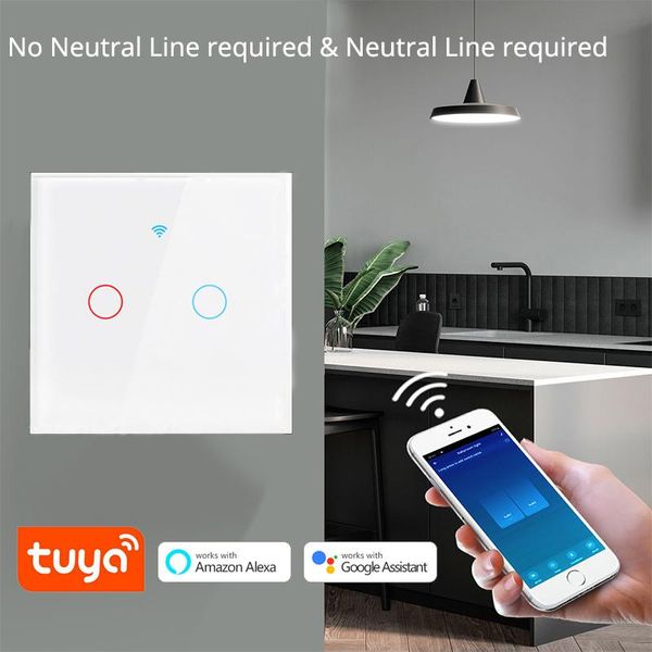 Interruptor WiFi Touch Tuya 1/2/3 Gang sem Fio 220V 1-Gang / preto