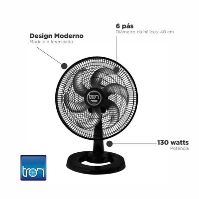 Ventilador De Mesa Premium 50 Cm 127v Preto Tron Preto 127v 110V