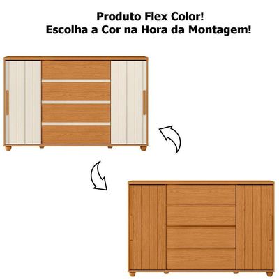 Cômoda Sapateira Grande 4 Gavetas 2 Portas  Evidência Cinamomo Off White
