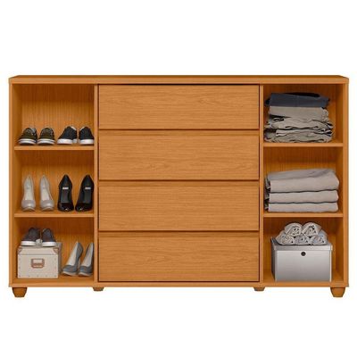 Cômoda Sapateira Grande 4 Gavetas 2 Portas  Evidência Cinamomo Off White