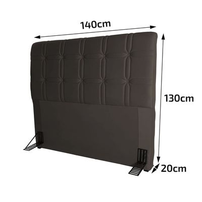 Cabeceira para Cama de Casal Hellen Zeus com Revestimento Platinum - 140cm de largura Marrom