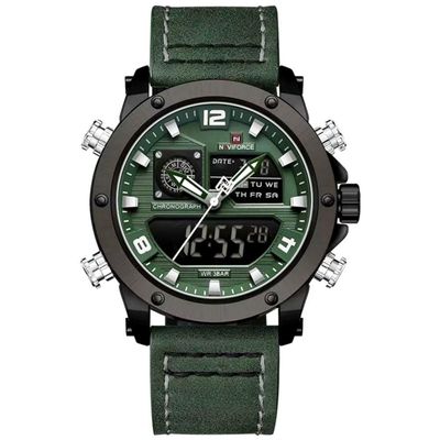 Relógio Masculino De Exibição Dupla Esportivo Militar De Quartzo Impermeavel 3atm À Prova Da Água Verde