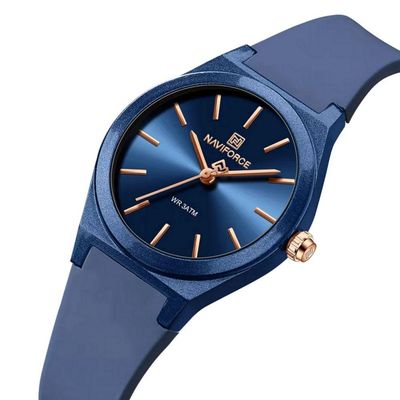 Relógio Analógico Feminino De Quartzo Casual Com Pulseira De Silicone Impermeavel Azul