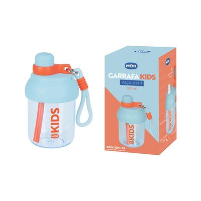 Garrafa Kids Alça Azul 500ml