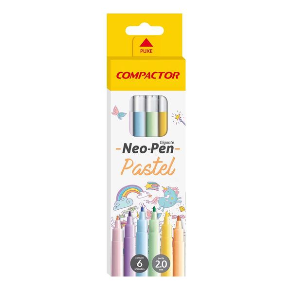 CANETINHA 6 CORES PASTEL COMPACTOR