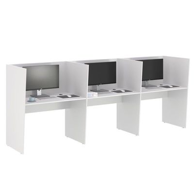 Estação De Trabalho Escritório Mesa Call Center 3 Lugares Branco