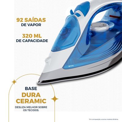 Ferro de Passar a Vapor Britânia 320ml Base em Cerâmica BFV70 127V
