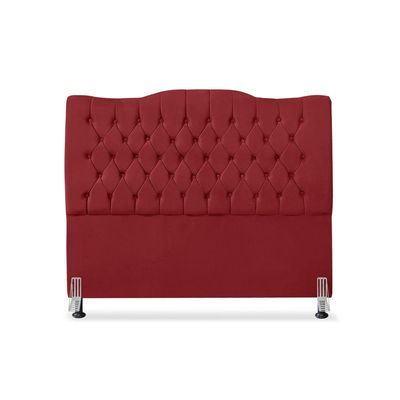 Cabeceira Casal Estofada Dunas - Veludo Vermelho
